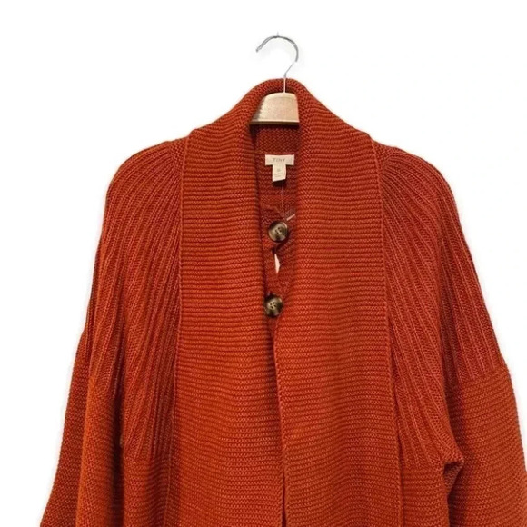 NWT Anthropologie Layered Shawl Knit Orange Sweater Coat by TINY Size Small - Picture 7 of 11